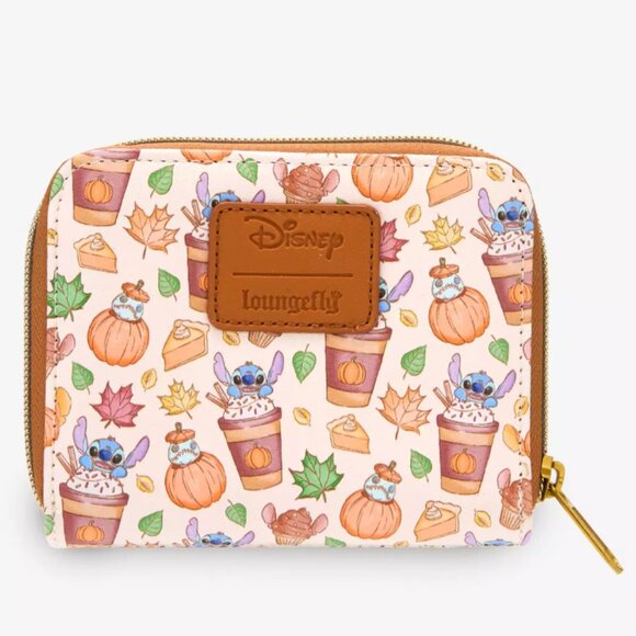 NEW WITH TAGS Loungefly Disney Stitch Pumpkin Spice Latte Mini Zipper Wallet - Picture 1 of 8